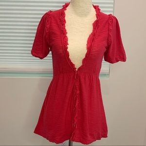 Anthropologie MOTH Strawberry Red Top